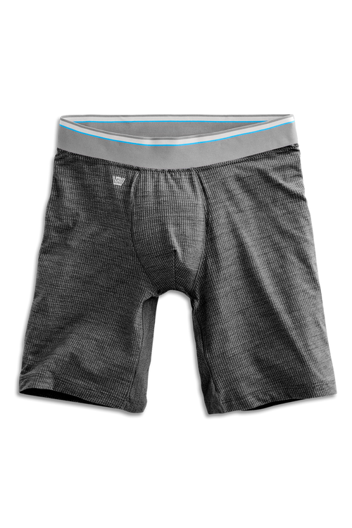 Charcoal Heather | Front view of Airknitx 8" Boxer Brief in Charcoal Heather