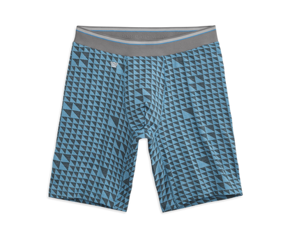 Weldon Blue Triangular | Front view of AIRKNITˣ 8" Boxer Brief Weldon Blue Triangular