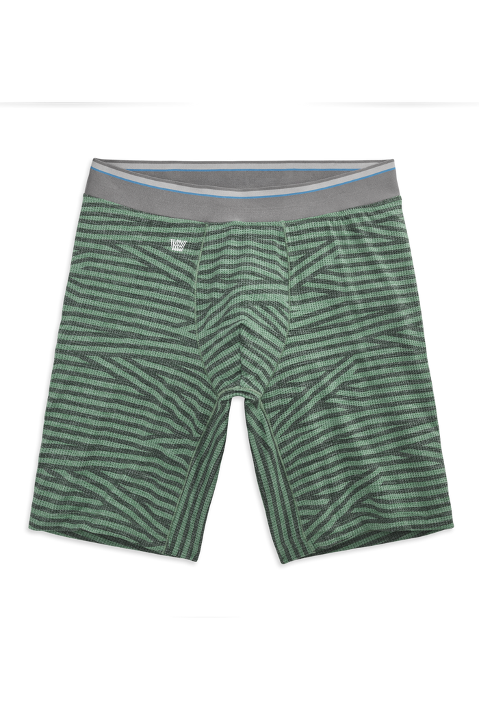 Shamrock/Billiard Table Intersection | Front view of the AIRKNITˣ 8" Boxer Brief in Shamrock/Billiard Table Intersection