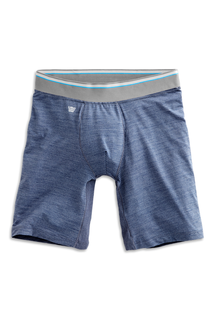 Indigo Heather | Front view of Airknitx 8" Boxer Brief in Indigo Heather