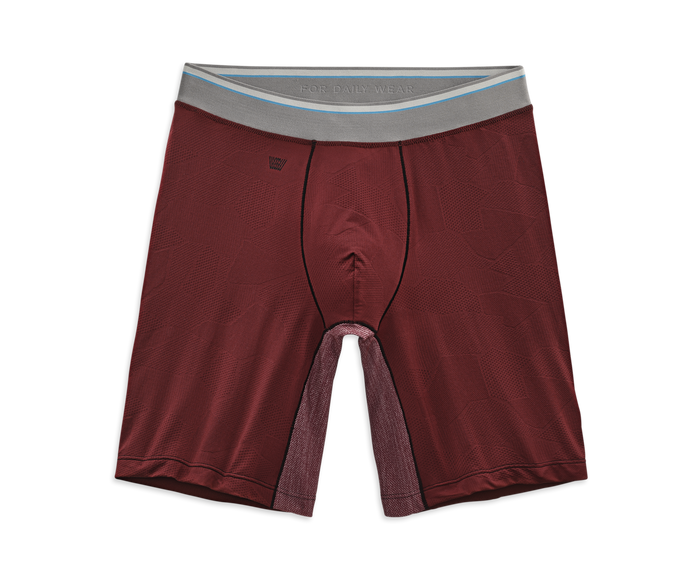 Shiraz Hybrid Outline | Front view of Airknitx 8" Boxer Brief in Shiraz Hybrid Outline
