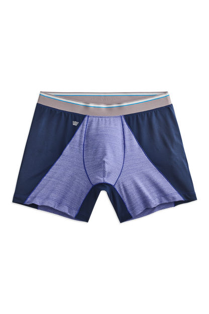 Front view of Airknitx Jersey Boxer Brief in Marine Ultra - Herringboned