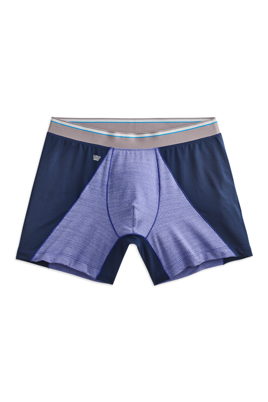 Front view of Airknitx Jersey Boxer Brief in Marine Ultra - Herringboned