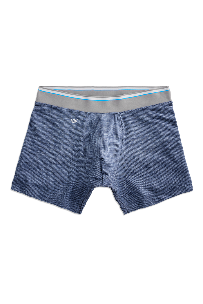 Indigo Heather | Front view of AirknitX Boxer Briefs in Indigo Heather