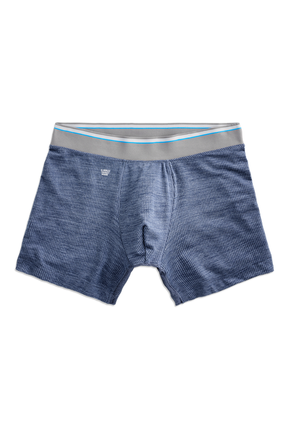 Indigo Heather | Front view of AirknitX Boxer Briefs in Indigo Heather