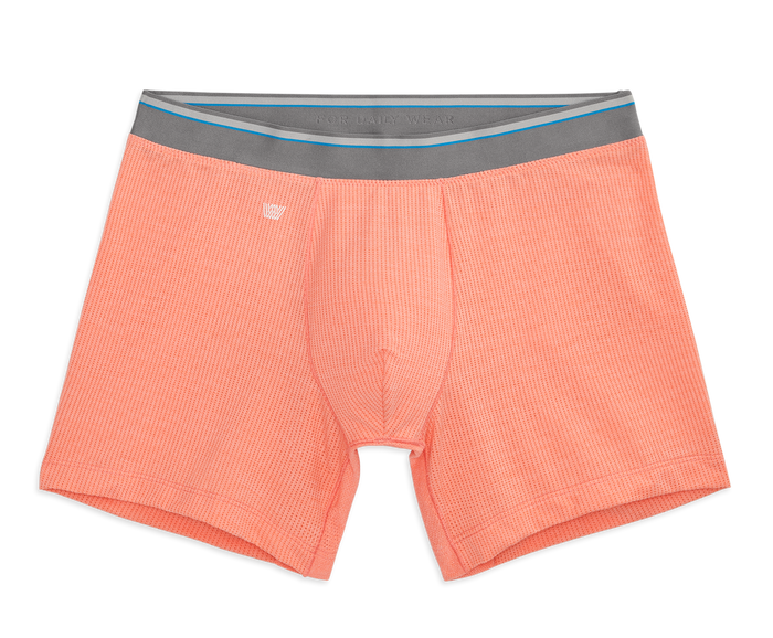 Peach Fuzz Heather | Front view of AIRKNITx Boxer Briefs in Peach Fuzz Heather