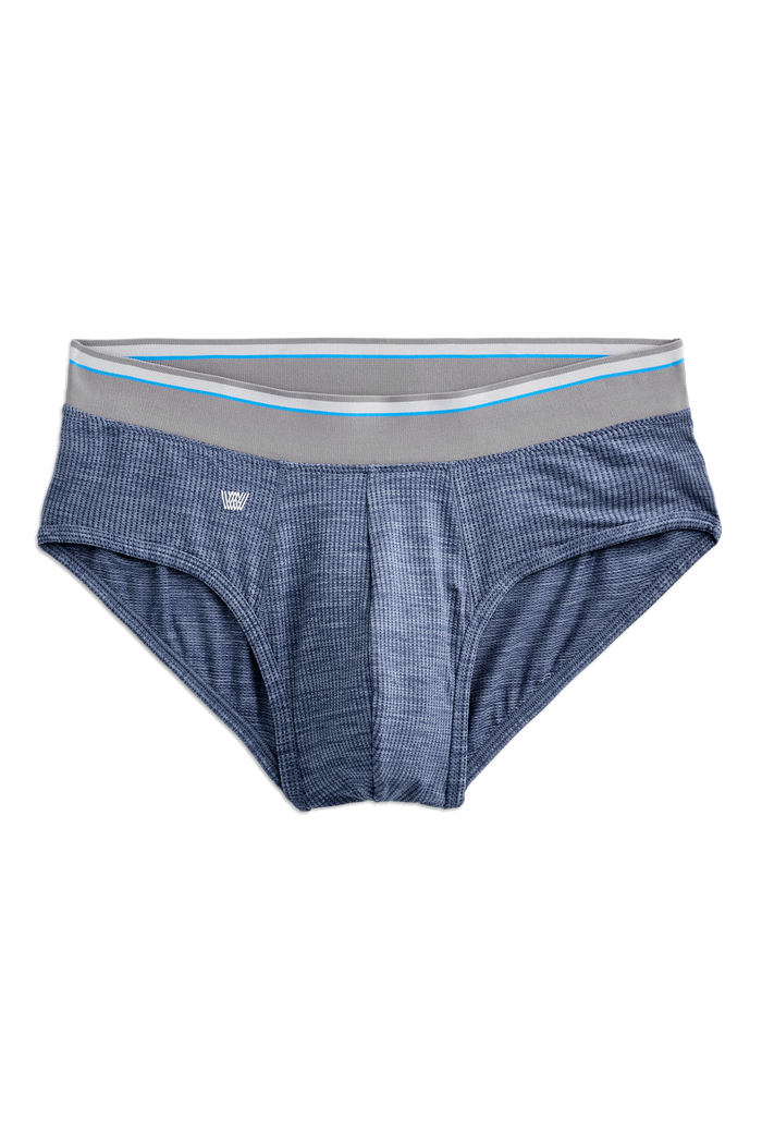 Indigo Heather | Front view of Airknitx Brief in Indigo Heather