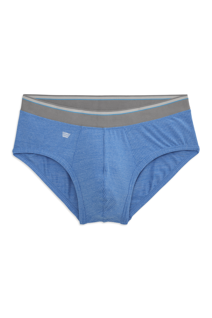 Pulse Blue Heather | Front view of the AIRKNITˣ Brief in Pulse Blue Heather
