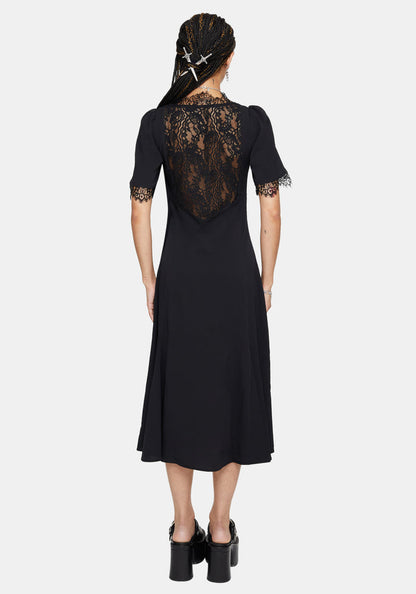 Altha Lace Back V Neck Midi Dress