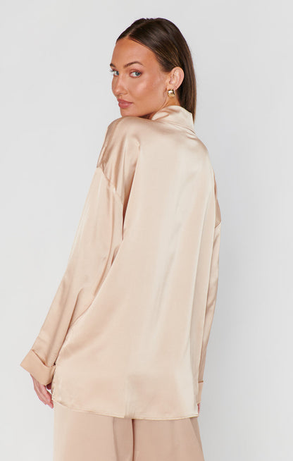 Always and Forever Button Down ~ Champagne Luxe Satin
