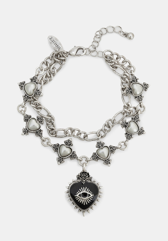 Amada Prickle Sacred Heart Layered Chunky Bracelet