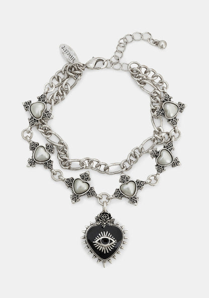 Amada Prickle Sacred Heart Layered Chunky Bracelet