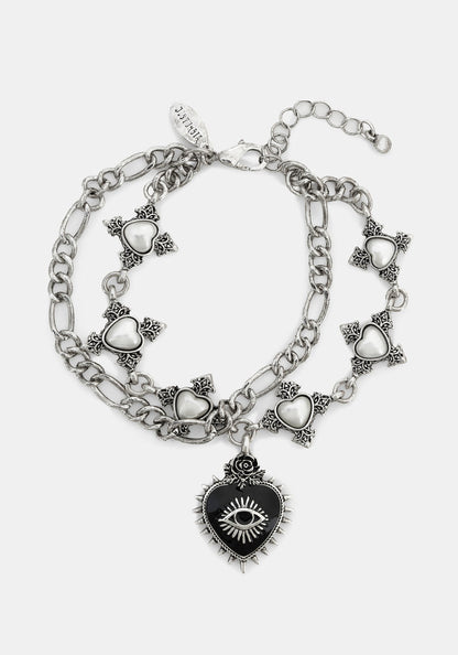 Amada Prickle Sacred Heart Layered Chunky Bracelet