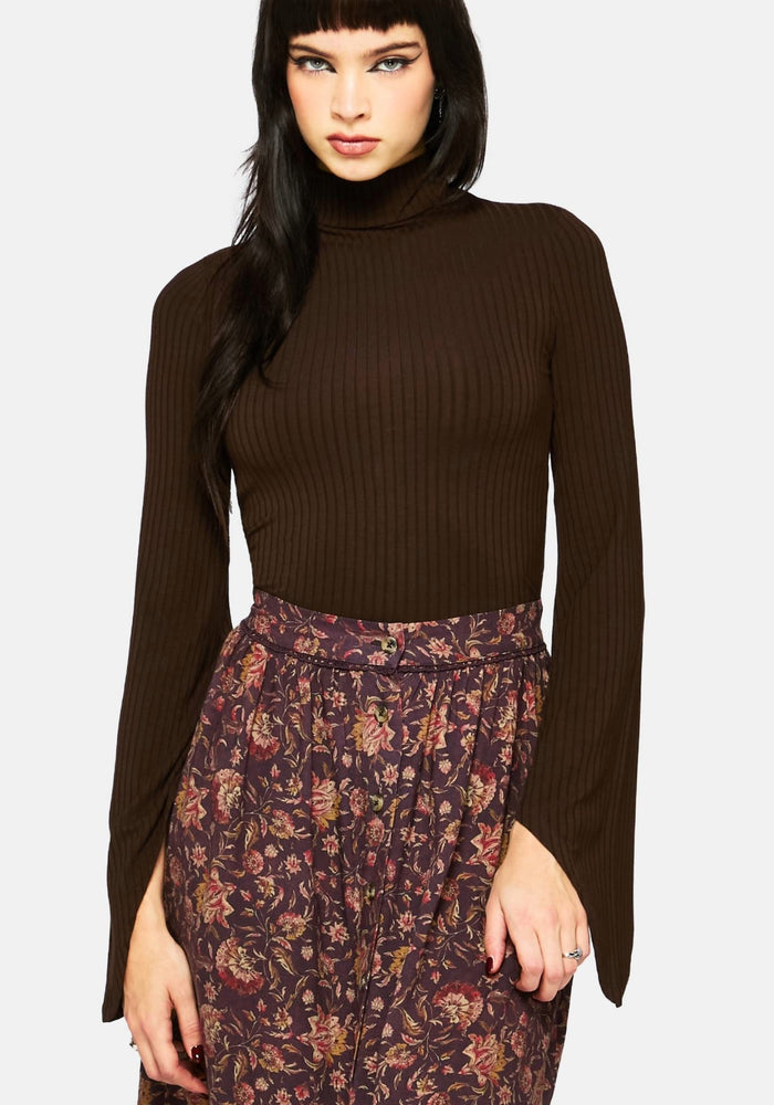 Amata Flared Sleeve Top - Brown
