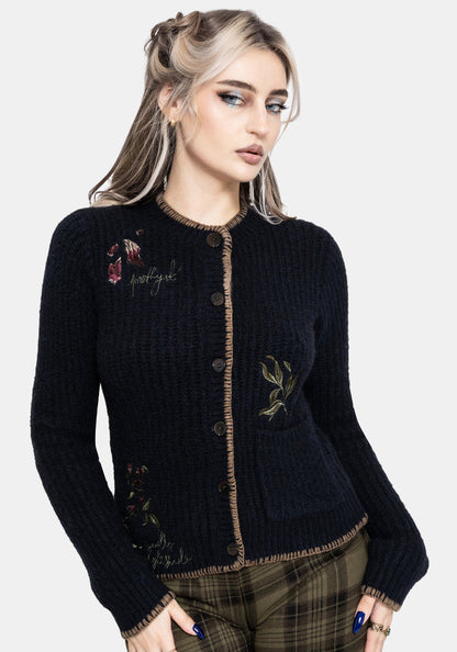 Ame Embroidered Blanket Stitch Cardigan