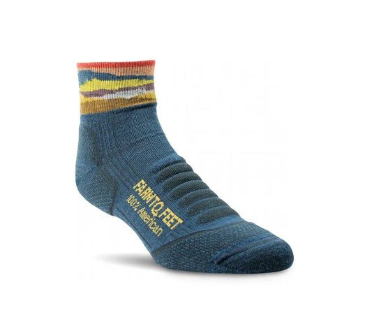 Farm To Feet American Trail Max Patch 1/4 Crew socks in Denim Blue Heather
