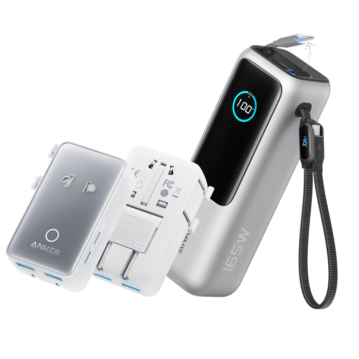 Silver / Power Bank + Travel Adapter