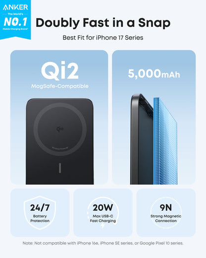 Anker Nano Power Bank (5K, MagGo, Slim)