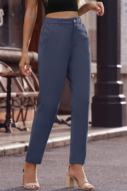 Ankle-Length Straight Leg Pants with Pockets - Madikfashions.com