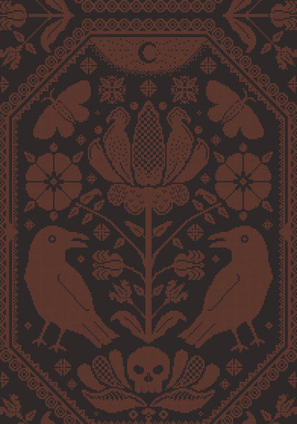 Annabel Inverted Raven Print Shirred Mini Dress