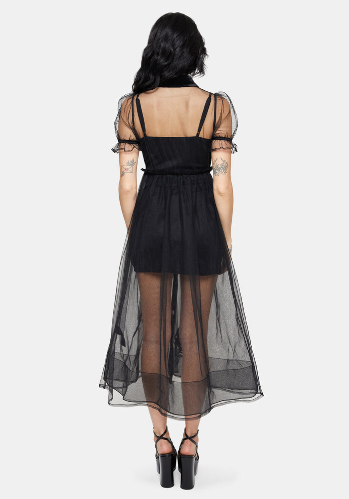 Aria Embroidered Tulle Button Up Midaxi Shirt Dress