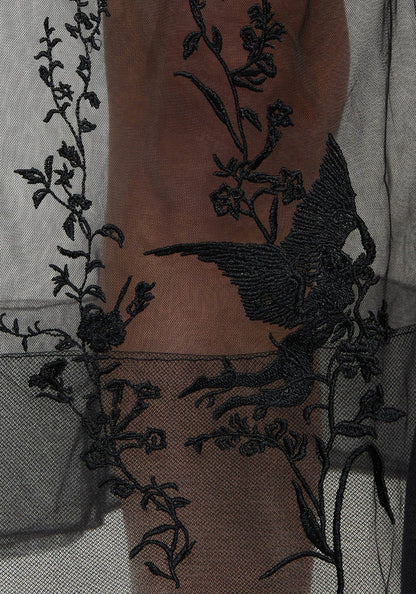 Aria Embroidered Tulle Button Up Midaxi Shirt Dress