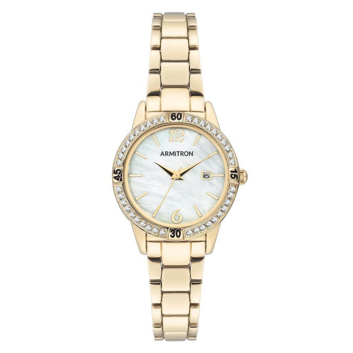 Armitron Gold Band White Mother of Pearl Dial Women's Watch - 755658MPGP