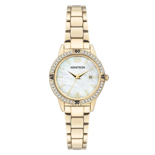 Armitron Gold Band White Mother of Pearl Dial Women's Watch - 755658MPGP