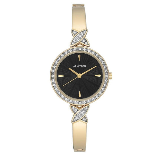 Armitron Gold-Tone Bangle Black Dial Women's Watch - 755654BKGP