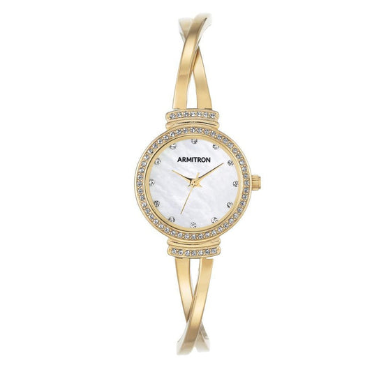 Armitron Gold-Tone Bangle White Mother of Pearl Dial Women's Watch - 755474MPGP