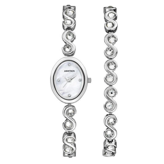 Armitron Silver Steel Women's Watch with Bracelet Gift Set - 755586MPSVST