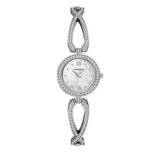 Armitron Silver-Tone Band Mother of Pearl Dial Women's Watch - 755536MPSV