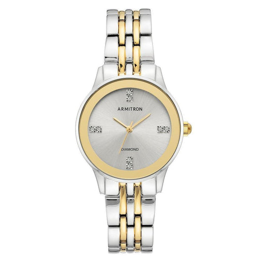Armitron Two-Tone Band Silver Dial Women's Watch - 755538SVTT