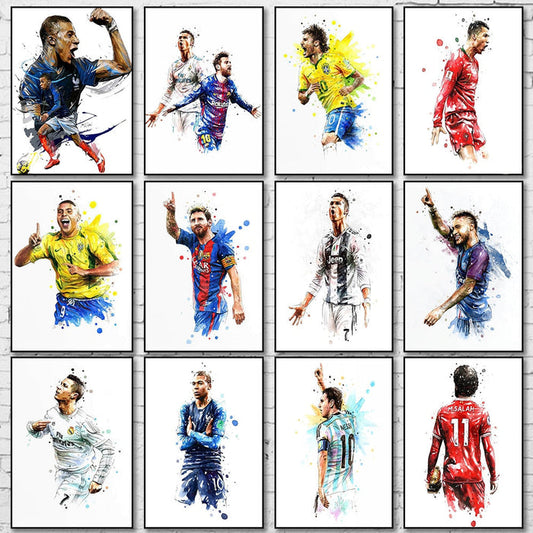 Artistic Brilliance: Watercolor Splash of Soccer Superstar