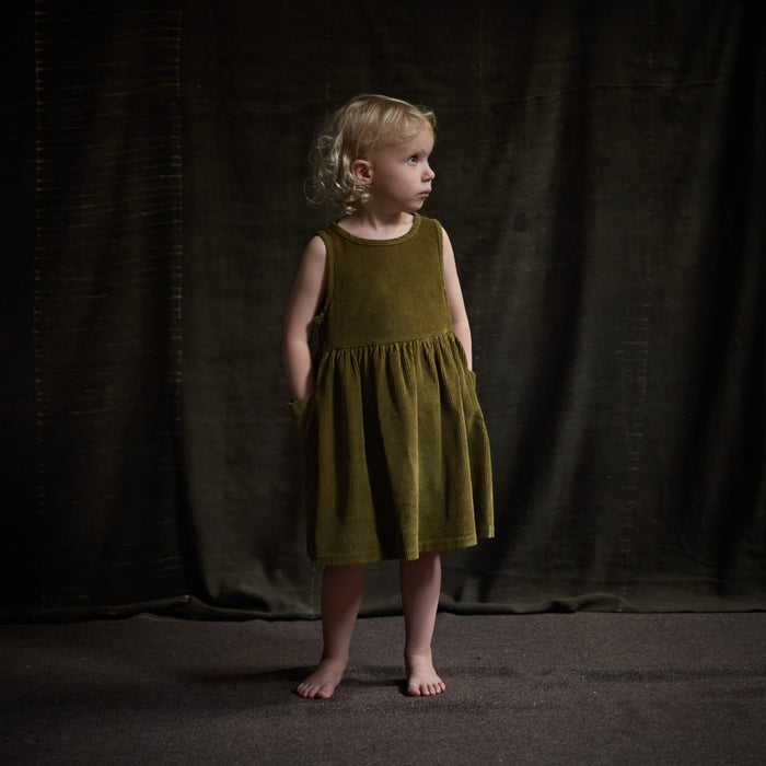 Aspen Baby & Kids Dress - Cotton Corduroy - Seaweed