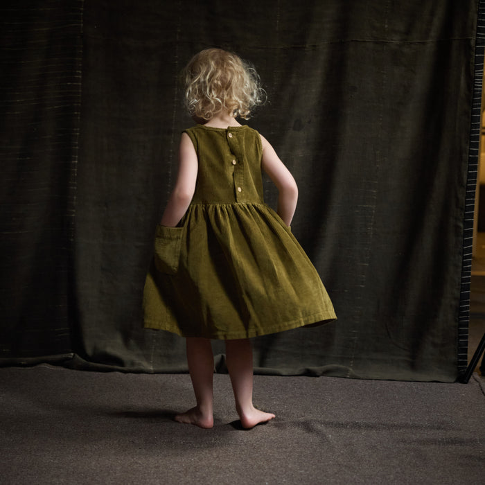 Aspen Baby & Kids Dress - Cotton Corduroy - Seaweed
