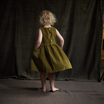 Aspen Baby & Kids Dress - Cotton Corduroy - Seaweed