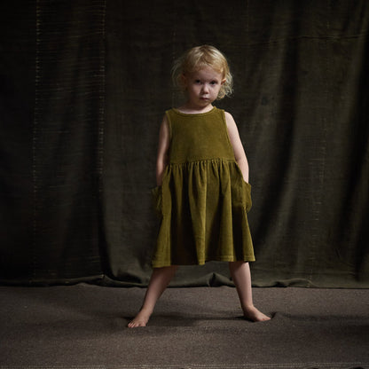Aspen Baby & Kids Dress - Cotton Corduroy - Seaweed