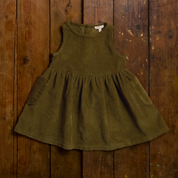 Aspen Baby & Kids Dress - Cotton Corduroy - Seaweed