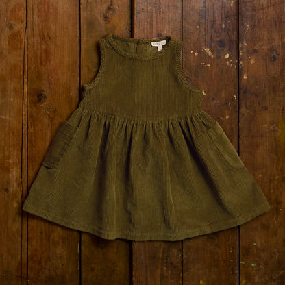 Aspen Baby & Kids Dress - Cotton Corduroy - Seaweed