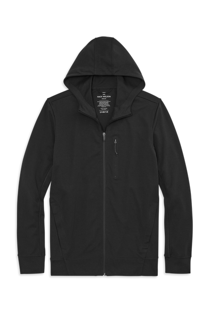 True Black | Front view of Atlas Full-Zip Hoodie in True Black