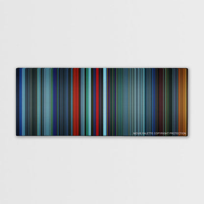 Atomic Blonde color palette canvas print: thousands of thin vertical stripes of color