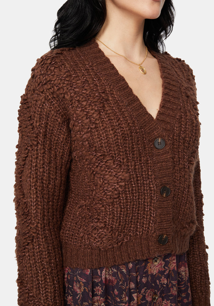 Aubrell Wave V-Neck Knit Cardigan