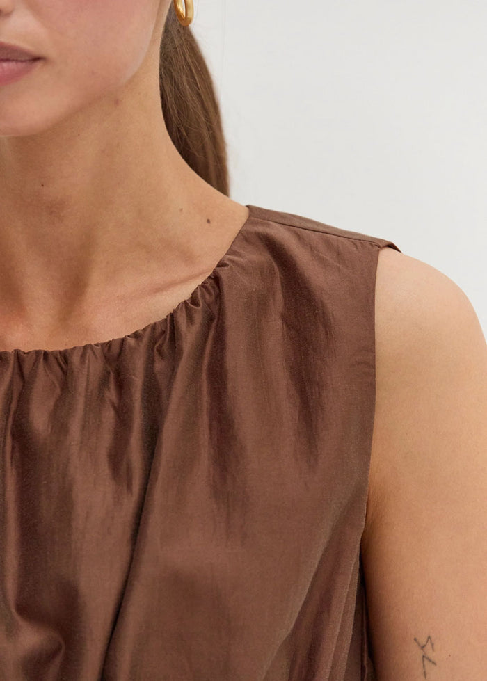 Avril Ruched Tank - Brown