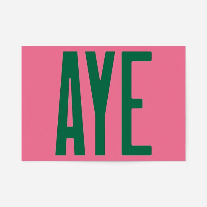 Aye Pink Typography Poster 21x30cm Clearance Print, unframed