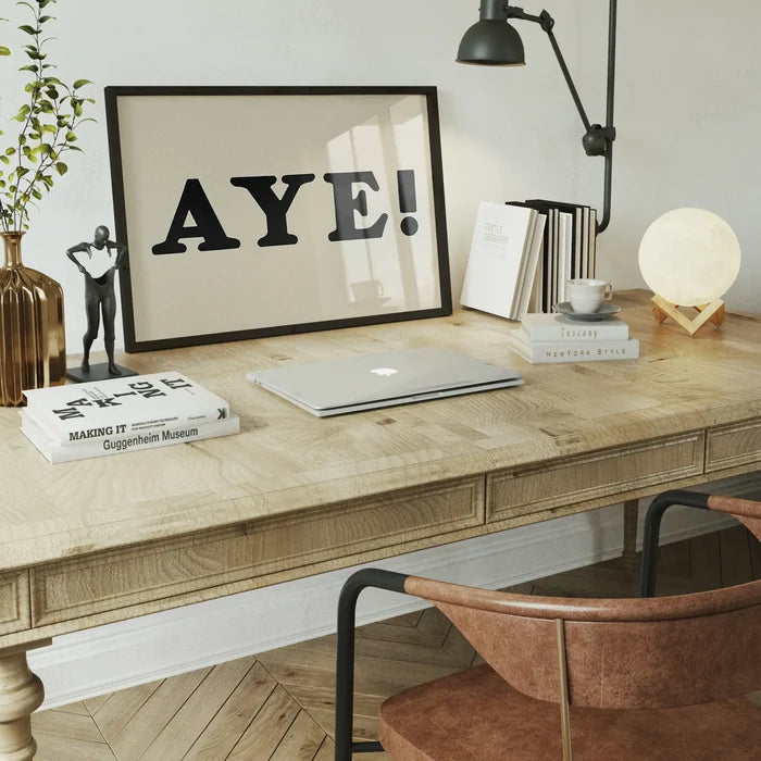 Aye Typography Poster Print framed home office wall art