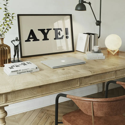 Aye Typography Poster Print framed home office wall art