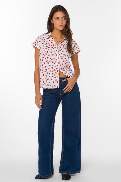 Babs Strawberry Fields Shirt - Tops - Velvet Heart Clothing