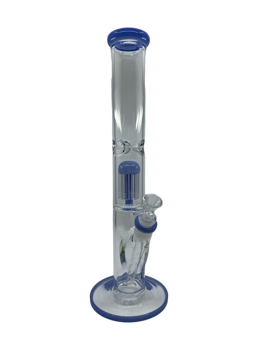 Baby Face 15" Straight Tube Bong with tree perc filtration for smooth, cool hits, available in assorted vibrant colors and durable glass construction.