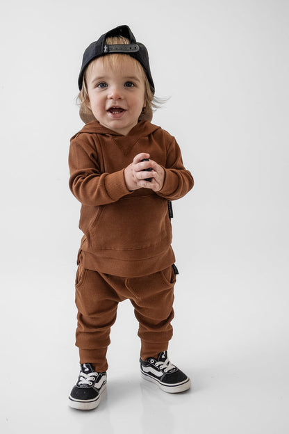 BAMBOO RIBBED HOODIE - NUTMEG